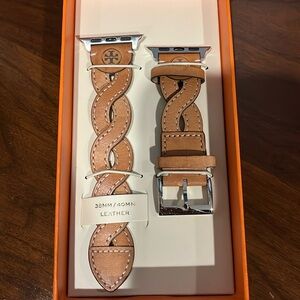 Tory Burch Women's Luggage Braided Leather Band for Apple Watch® 38mm/40mm